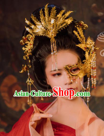 Ancient Chinese Tang Dynasty Imperial Consort Phoenix Coronet Hairpins Traditional Hanfu Court Hair Accessories for Women