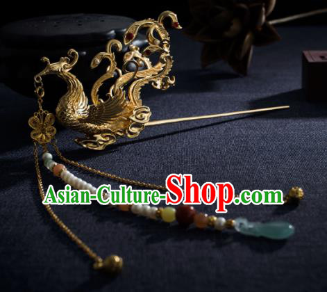 Chinese Ancient Princess Phoenix Tassel Hair Clip Hairpins Traditional Handmade Hanfu Hair Accessories for Women