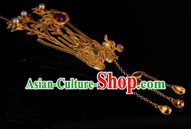 Chinese Handmade Ancient Ming Dynasty Queen Phoenix Step Shake Hairpins Traditional Hanfu Court Hair Accessories for Women