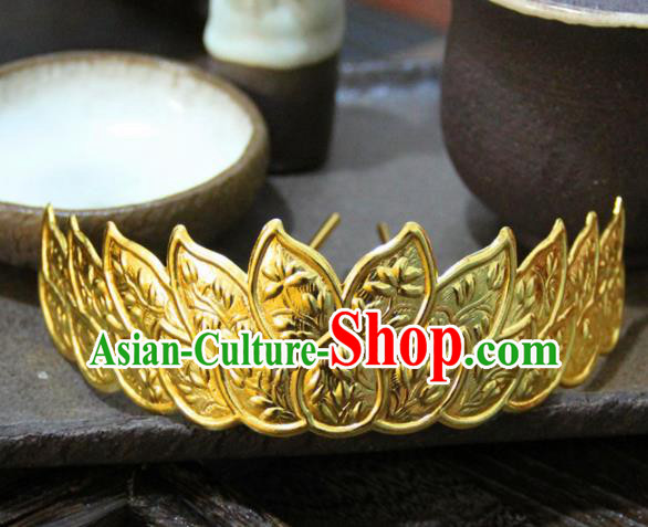 Chinese Ancient Princess Golden Hair Crown Hairpins Traditional Handmade Hanfu Hair Accessories for Women
