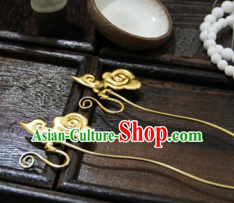 Chinese Ancient Princess Golden Cloud Hairpins Traditional Handmade Hanfu Hair Accessories for Women