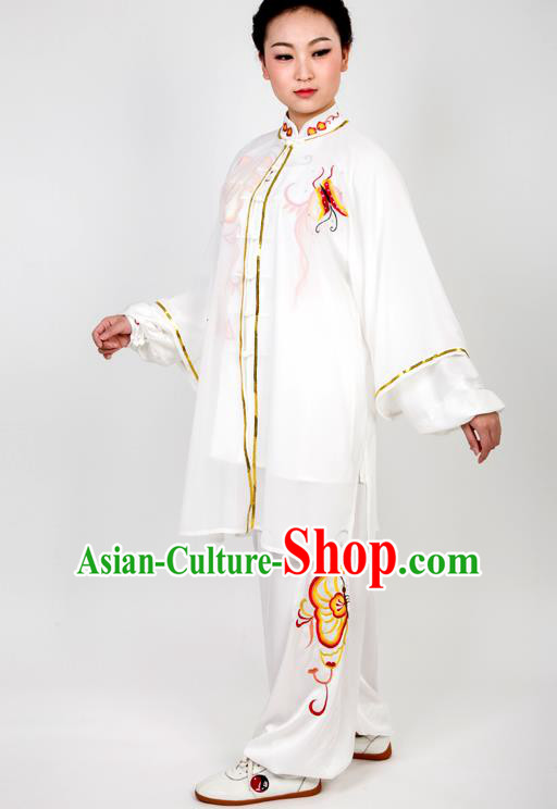 Chinese Traditional Martial Arts Embroidered Butterfly Costume Best Kung Fu Competition Tai Chi Training Clothing for Women