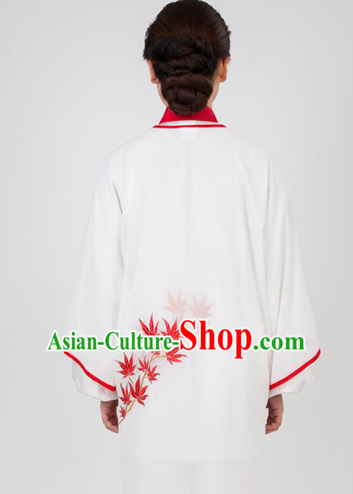 Chinese Traditional Martial Arts Embroidered White Costume Best Kung Fu Competition Tai Chi Training Clothing for Women