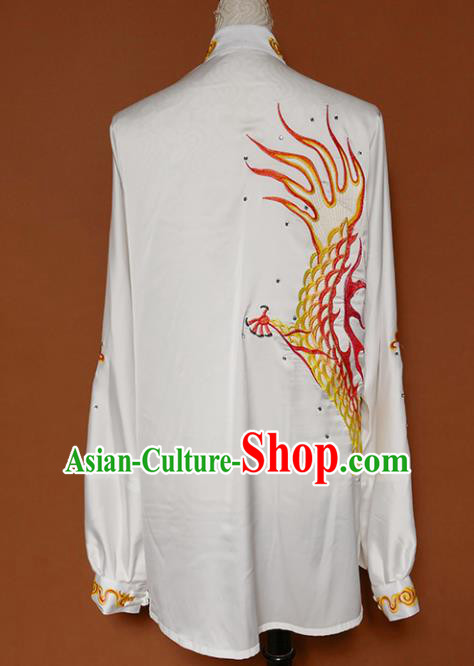 White Best Martial Arts Competition Embroidered Dragon Uniforms Chinese Traditional Kung Fu Tai Chi Training Costume for Men