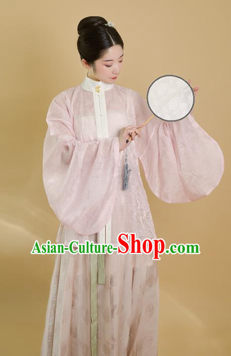 Traditional Chinese Ming Dynasty Palace Lady Pink Blouse Ancient Drama Princess Replica Costumes for Women