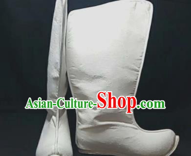 Traditional Chinese White Cloth Boots Handmade Hanfu Shoes Ancient Princess Shoes for Women
