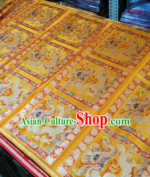 Asian Chinese Traditional Buddhism Dragon Pattern Design Golden Brocade Fabric Tibetan Robe Silk Material