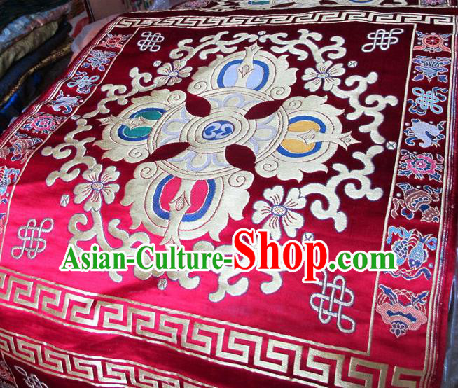 Asian Chinese Buddhism Traditional Vajra Pattern Design Rosy Brocade Fabric Tibetan Robe Silk Material