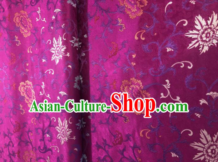 Asian Chinese Traditional Maguey Pattern Design Purple Brocade Fabric Cheongsam Silk Material