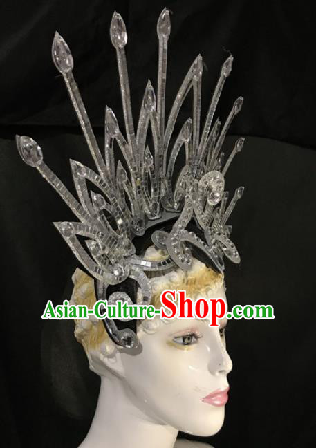 Customized Halloween Carnival Argent Hair Accessories Brazil Parade Samba Dance Headpiece for Women
