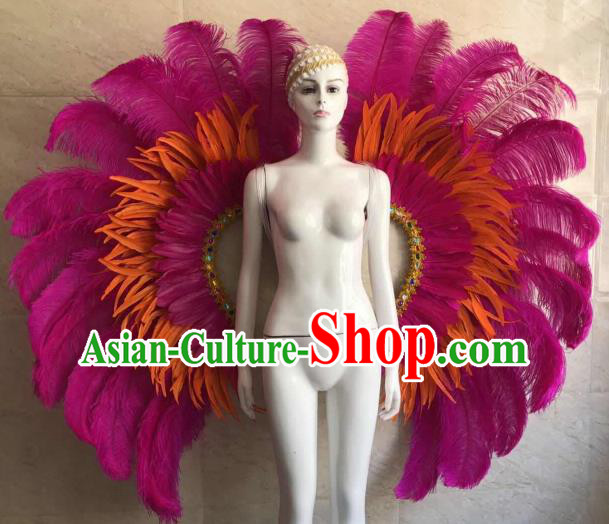 Customized Halloween Samba Dance Prop Brazil Parade Rosy Feather Wings Giant Backboard for Women