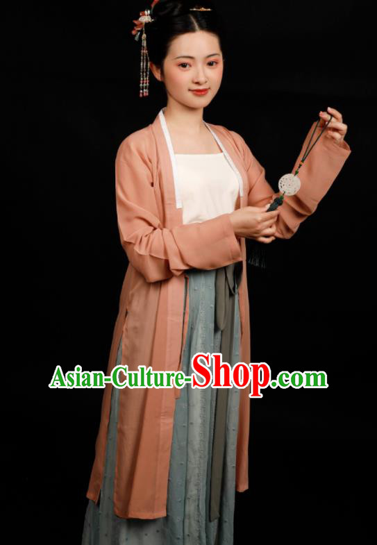 Traditional Chinese Song Dynasty Silk Hanfu Dress Ancient Drama Young Lady Replica Costumes for Women