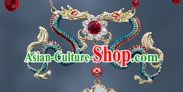 Top Chinese Traditional Cloisonne Dragon Necklace Handmade Hanfu Accessories for Women