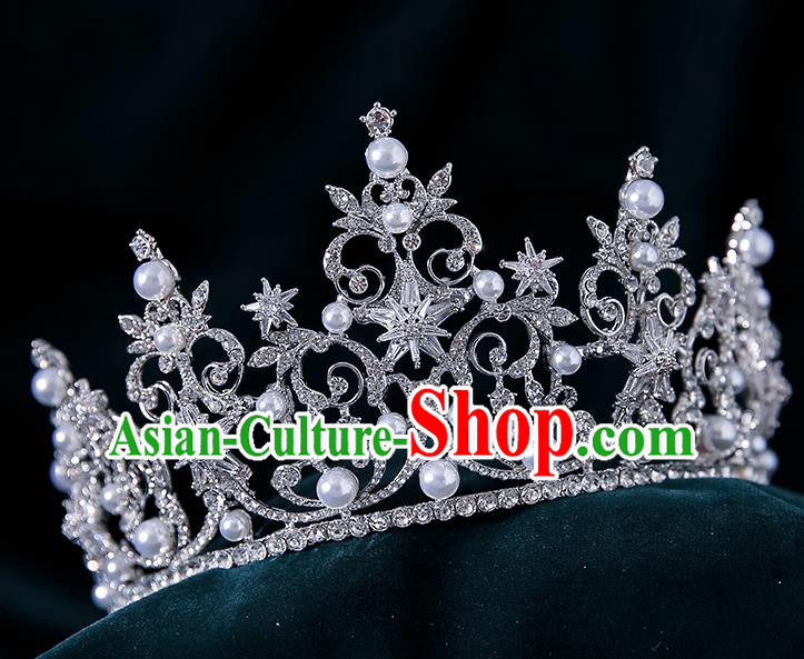 Top Grade Handmade Princess Zircon Hexagram Royal Crown Wedding Bride Hair Accessories for Women