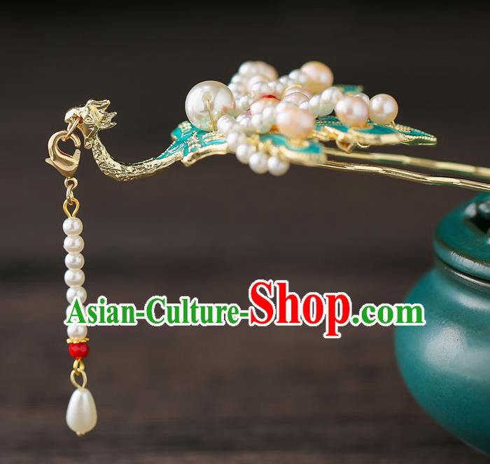 Top Chinese Traditional Pearls Phoenix Tassel Hair Clip Handmade Hanfu Hairpins Hair Accessories for Women