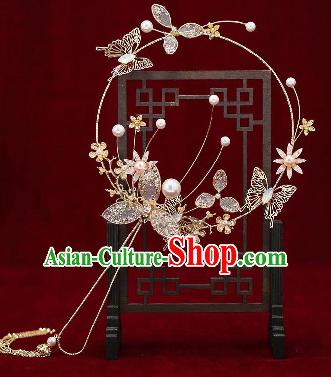 Chinese Traditional Wedding Round Fan Ancient Bride Palace Fans for Women