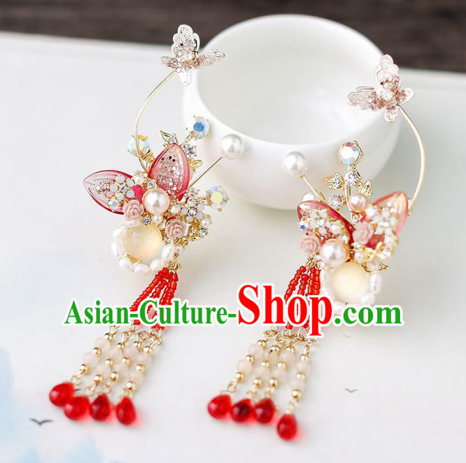 Top Chinese Traditional Bride Tassel Hair Crown Handmade Hairpins Wedding Hair Accessories Complete Set