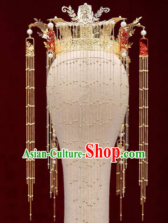 Top Chinese Traditional Bride Phoenix Coronet Handmade Hairpins Wedding Hair Accessories Complete Set