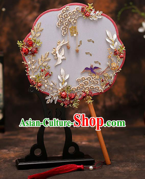 Chinese Traditional Wedding Prop Silk Fan Ancient Bride Palace Fans for Women