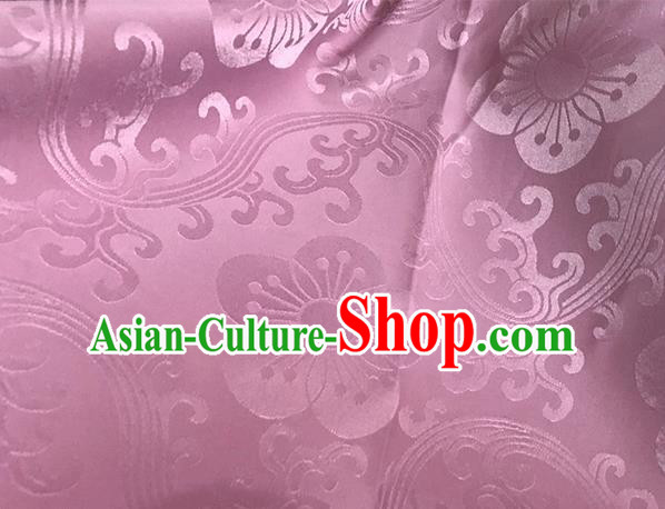Asian Chinese Traditional Plum Pattern Design Pink Brocade China Hanfu Satin Fabric Material