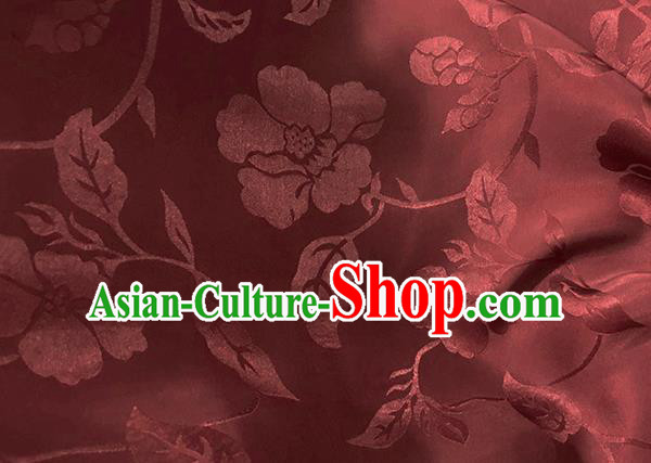 Asian Chinese Traditional Twine Pattern Design Wine Red Brocade China Hanfu Satin Fabric Material