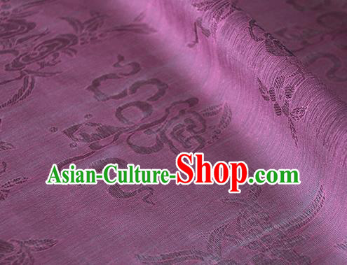 Asian Chinese Traditional Auspicious Pattern Design Purple Brocade China Hanfu Silk Fabric Material
