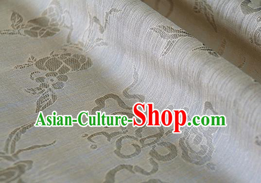 Asian Chinese Traditional Auspicious Pattern Design Beige Brocade China Hanfu Silk Fabric Material