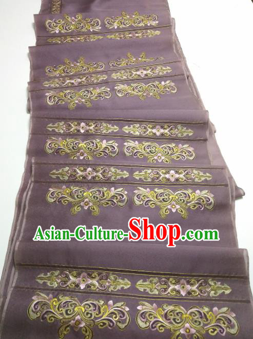 Asian Chinese Traditional Embroidered Pattern Design Deep Purple Silk Fabric China Hanfu Silk Material