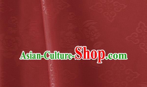 Asian Chinese Traditional Camellia Pattern Design Dark Red Brocade China Hanfu Satin Silk Fabric Material
