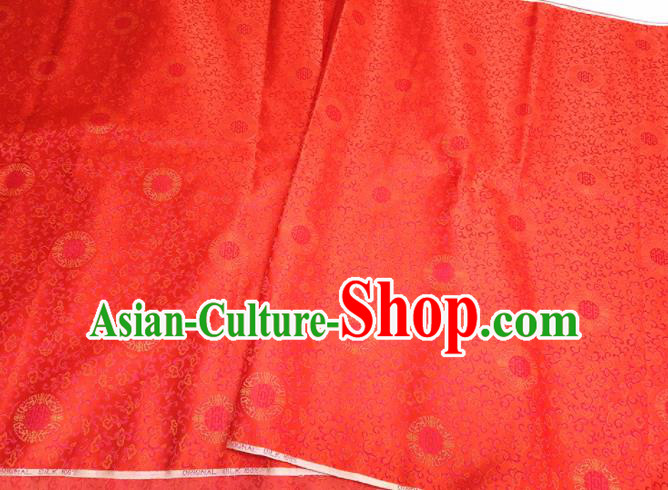 Asian Chinese Traditional Twine Pattern Design Red Brocade Silk Fabric China Hanfu Satin Material