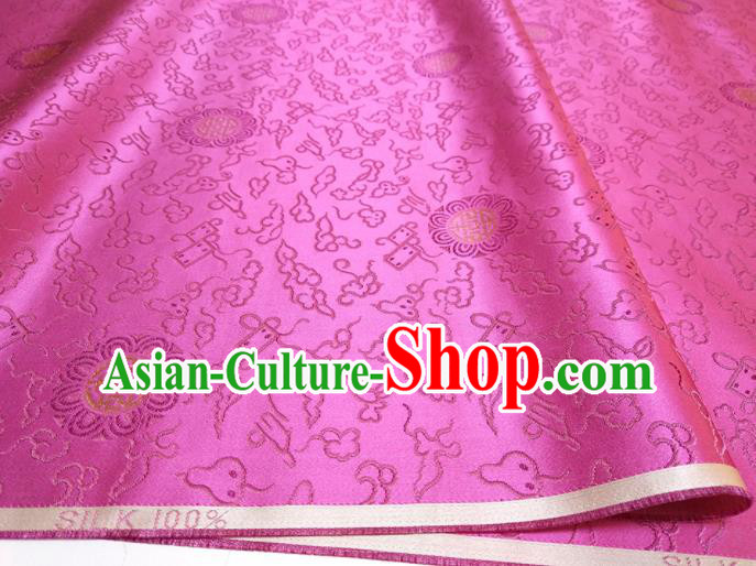 Asian Chinese Traditional Round Pattern Design Rosy Brocade Silk Fabric China Hanfu Satin Material