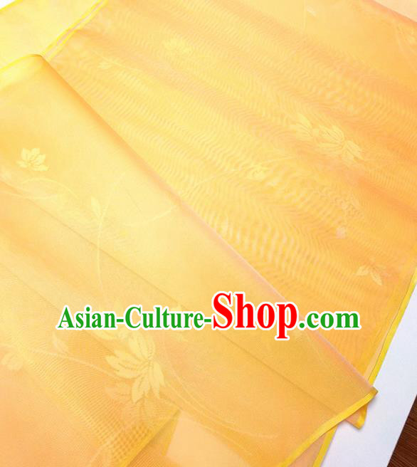 Asian Chinese Traditional Pattern Design Orange Silk Fabric China Hanfu Silk Material