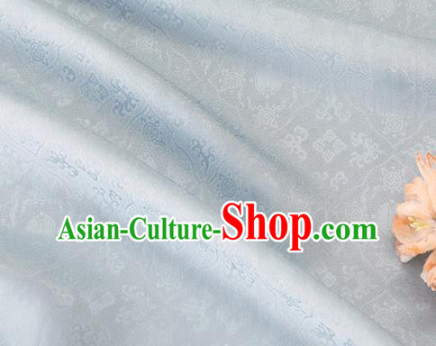 Asian Chinese Traditional Kaki Pedicle Pattern Design Light Blue Silk Fabric China Qipao Material