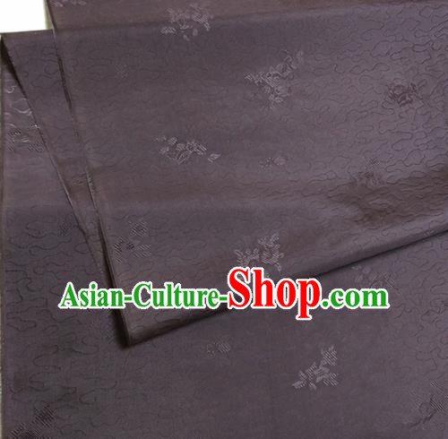 Asian Chinese Traditional Pattern Design Deep Grey Brocade Silk Fabric China Hanfu Satin Material