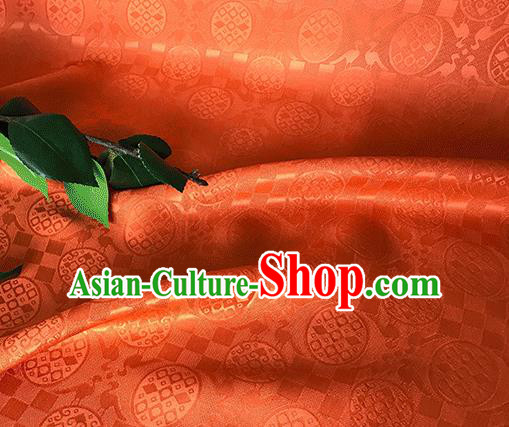 Asian Chinese Traditional Pattern Design Orange Silk Fabric China Qipao Material