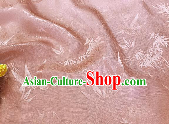 Asian Chinese Traditional Bamboo Leaf Pattern Design Pink Silk Fabric China Qipao Material