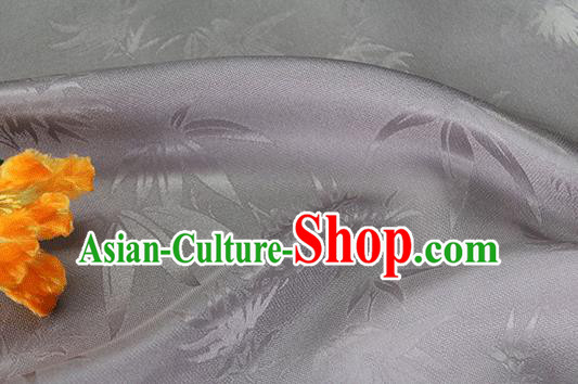 Asian Chinese Traditional Bamboo Leaf Pattern Design Grey Silk Fabric China Qipao Material