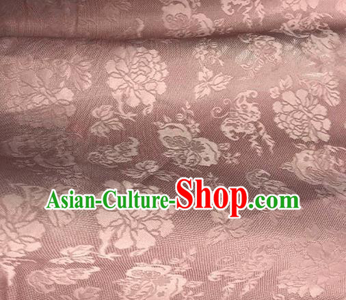 Asian Chinese Traditional Peony Pattern Design Pink Silk Imitation China Qipao Silk Fabric Material