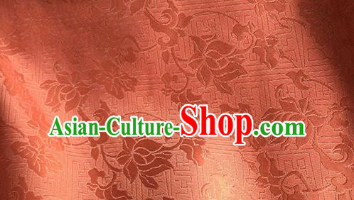 Asian Chinese Traditional Peony Pattern Design Orange Satin China Qipao Silk Fabric Material