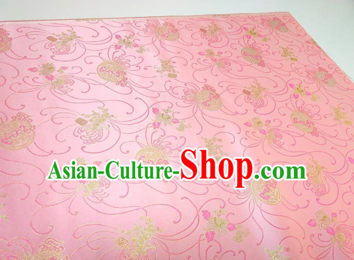 Asian Chinese Traditional Chrysanthemum Pattern Design Pink Brocade Silk Fabric China Hanfu Satin Material