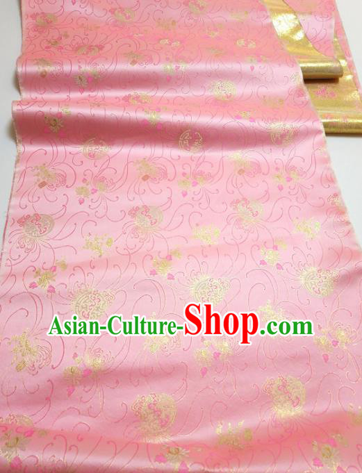 Asian Chinese Traditional Chrysanthemum Pattern Design Pink Brocade Silk Fabric China Hanfu Satin Material