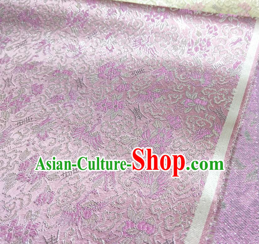 Asian Chinese Traditional Crane Pattern Design Pink Brocade Silk Fabric China Hanfu Satin Material