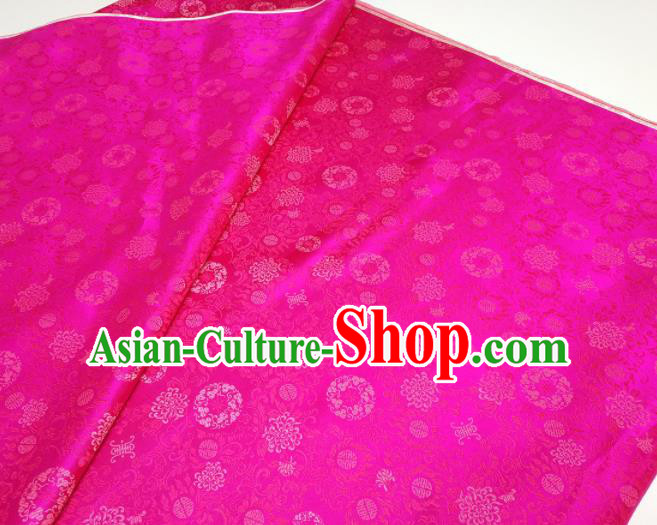 Asian Chinese Traditional Chrysanthemum Pattern Design Rosy Brocade Silk Fabric China Hanfu Satin Material