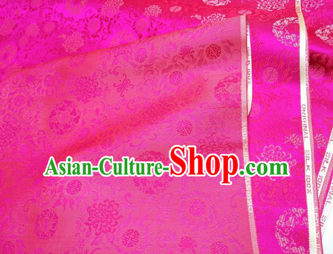 Asian Chinese Traditional Chrysanthemum Pattern Design Rosy Brocade Silk Fabric China Hanfu Satin Material