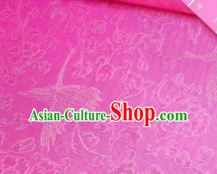 Asian Chinese Traditional Crane Peony Pattern Design Pink Silk Fabric China Hanfu Silk Material