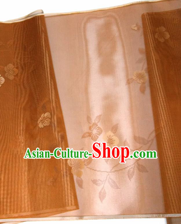 Asian Chinese Traditional Plum Pattern Design Brown Silk Fabric China Hanfu Silk Material