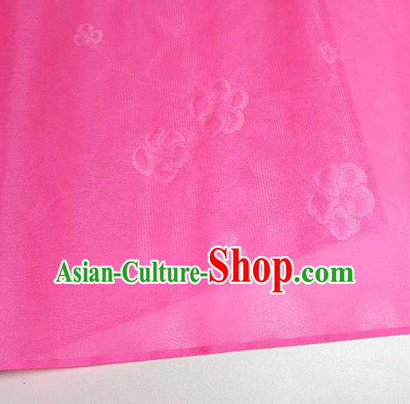Asian Chinese Traditional Plum Pattern Design Pink Silk Fabric China Hanfu Silk Material