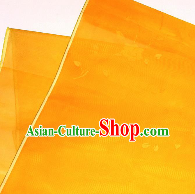 Asian Chinese Traditional Flowers Branch Pattern Design Orange Silk Fabric China Hanfu Silk Material