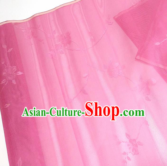 Asian Chinese Traditional Flowers Branch Pattern Design Peach Pink Silk Fabric China Hanfu Silk Material