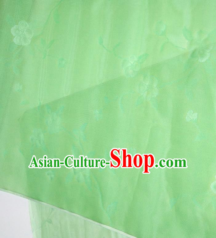 Asian Chinese Traditional Flowers Branch Pattern Design Green Silk Fabric China Hanfu Silk Material